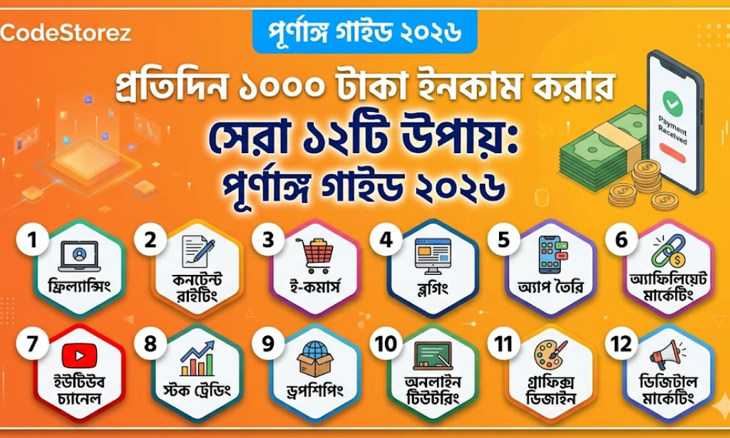 প্রতিদিন ১০০০ টাকা ইনকাম করার সেরা ১২টি উপায়: পূর্ণাঙ্গ গাইড ২০২৬