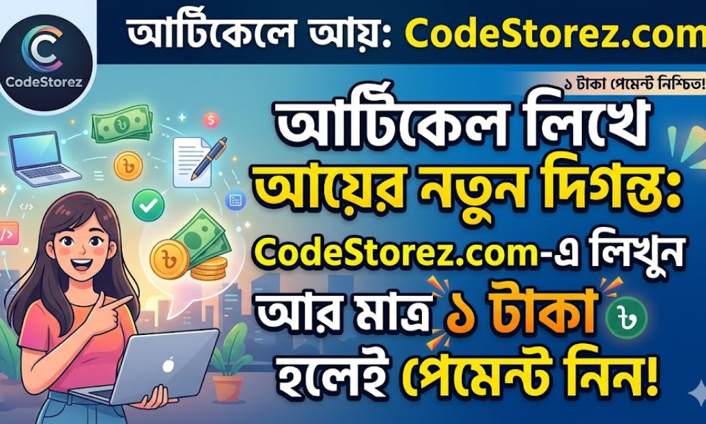 আর্টিকেল লিখে আয়ের নতুন দিগন্ত: Codestorez.com-এ লিখুন আর মাত্র ১ টাকা হলেই পেমেন্ট নিন!