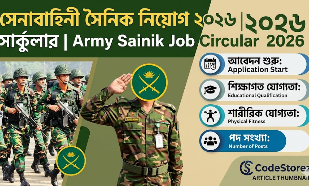 সেনাবাহিনী সৈনিক নিয়োগ ২০২৬ সার্কুলার | Army Sainik Job Circular 2026